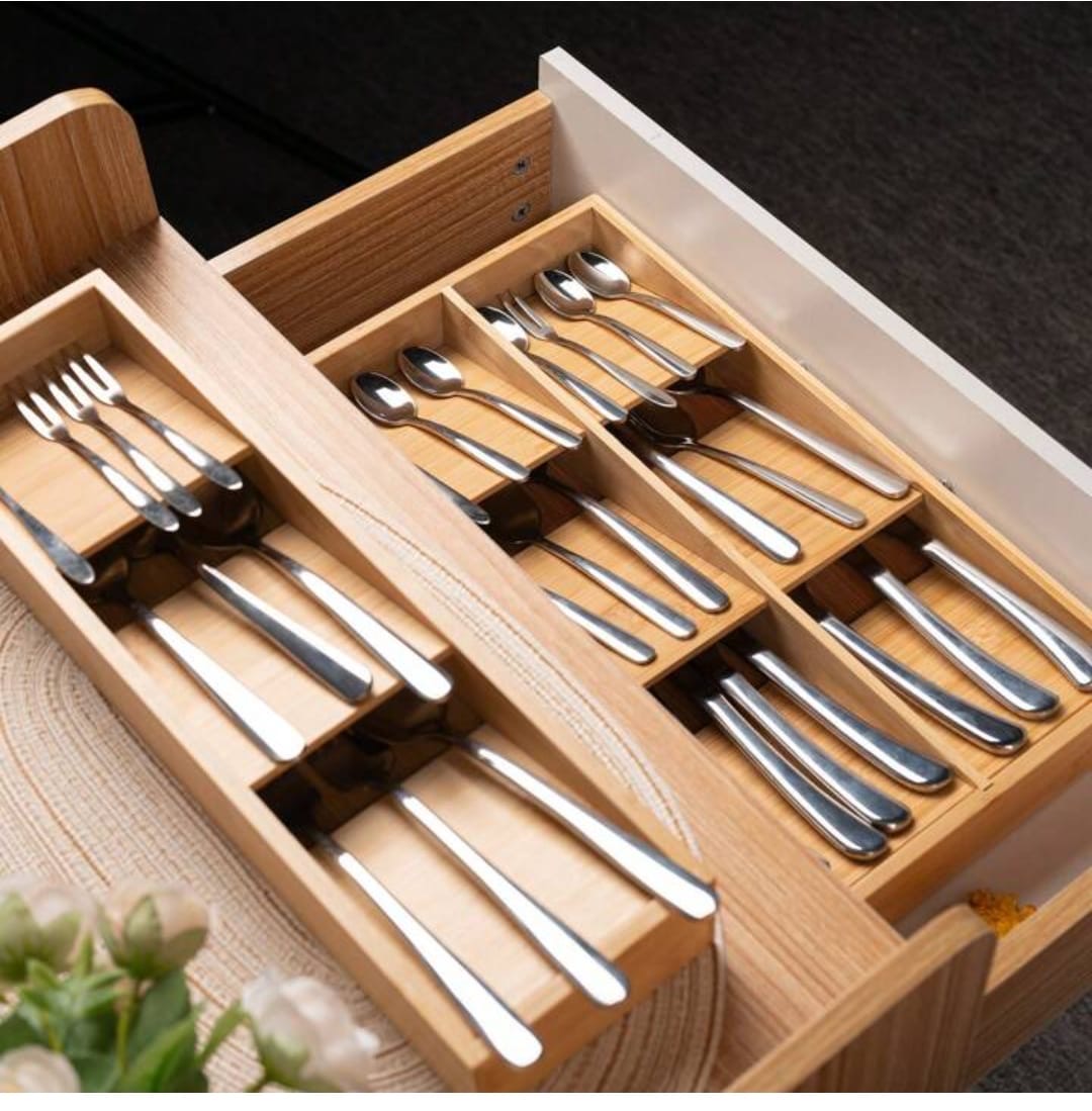 Bamboo cutlery organizer