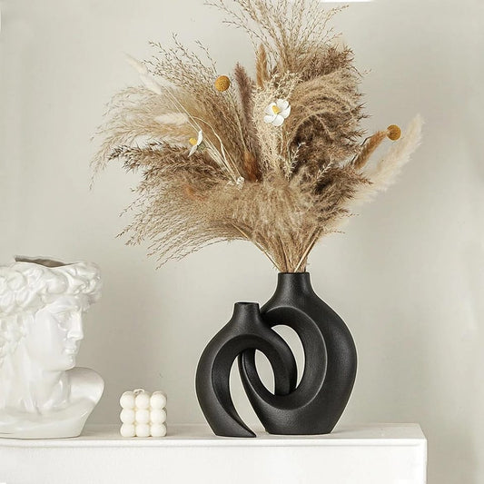 2in 1 Ceramic Vase Set Black Nov