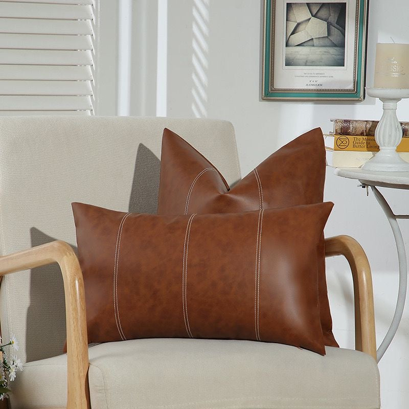 Leather throw pillow case sale