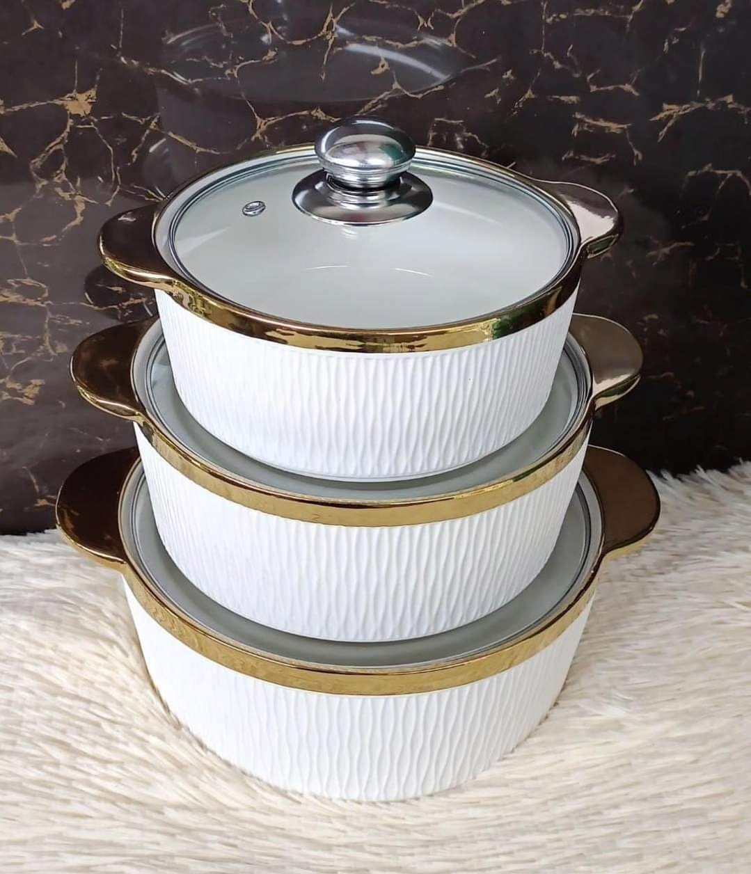 3Pc gold ceramic bowls