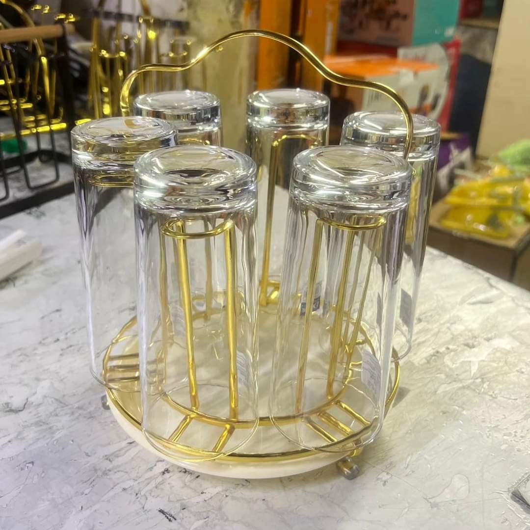 Gold glass holder