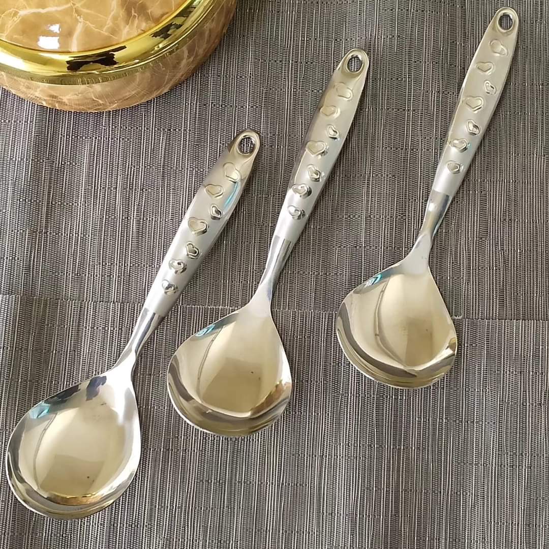 silver serving spoon