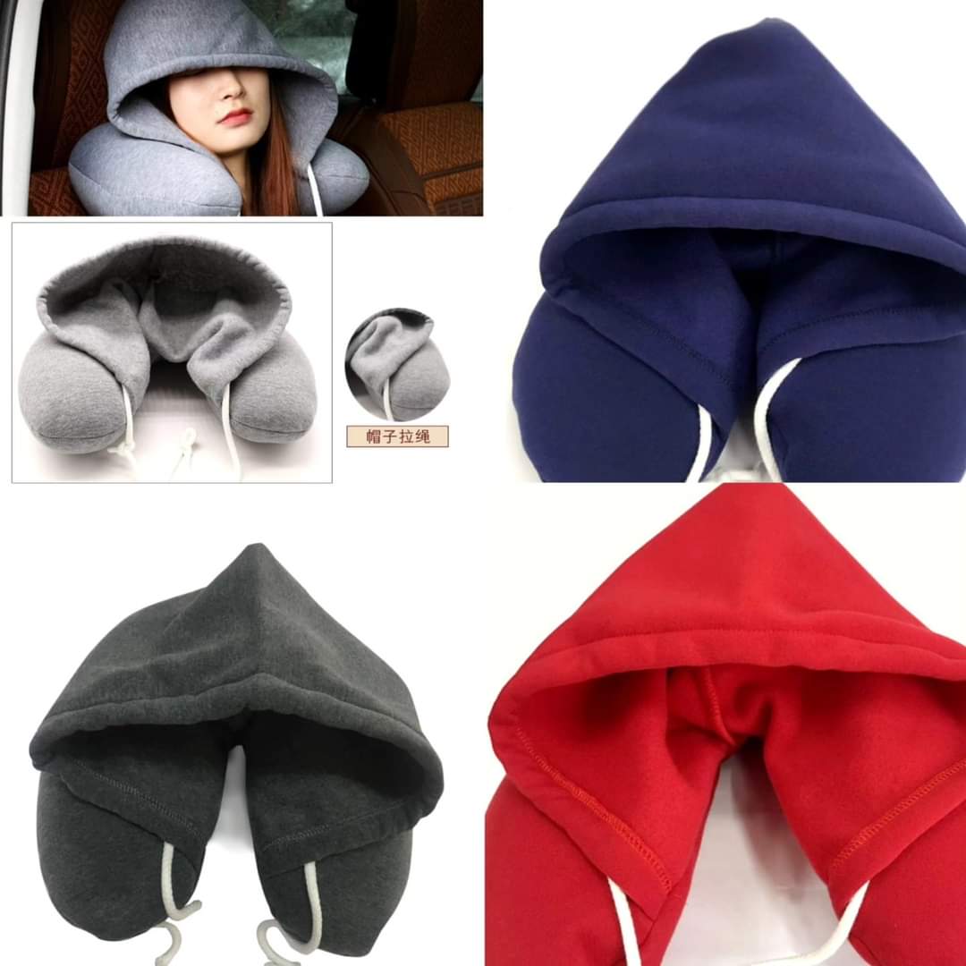 Neck pillow with hoodie