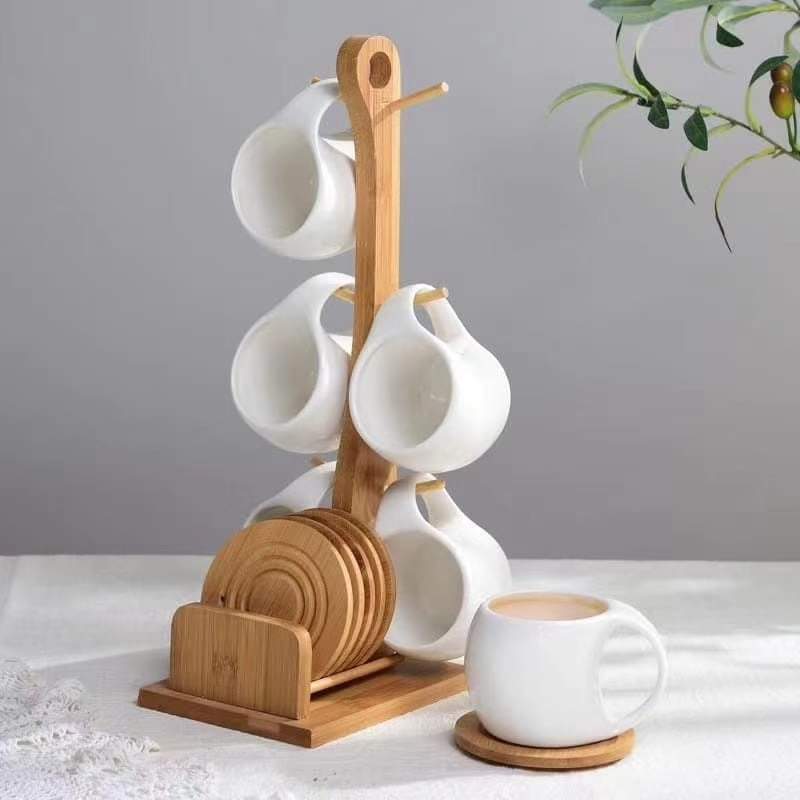 Ceramic  cup with wooden bamboo