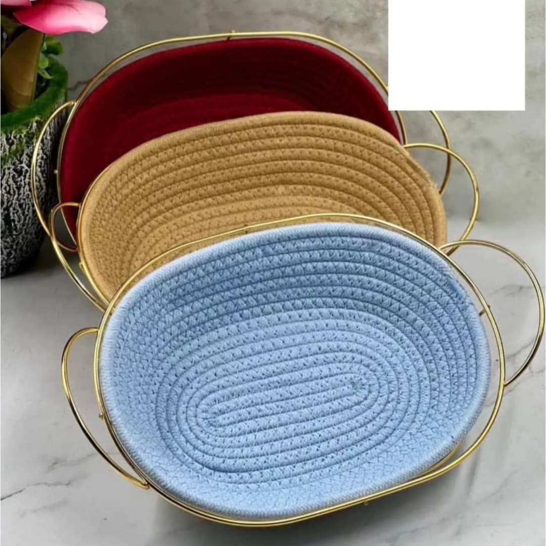 Metal Bread Basket With Wool Bowl