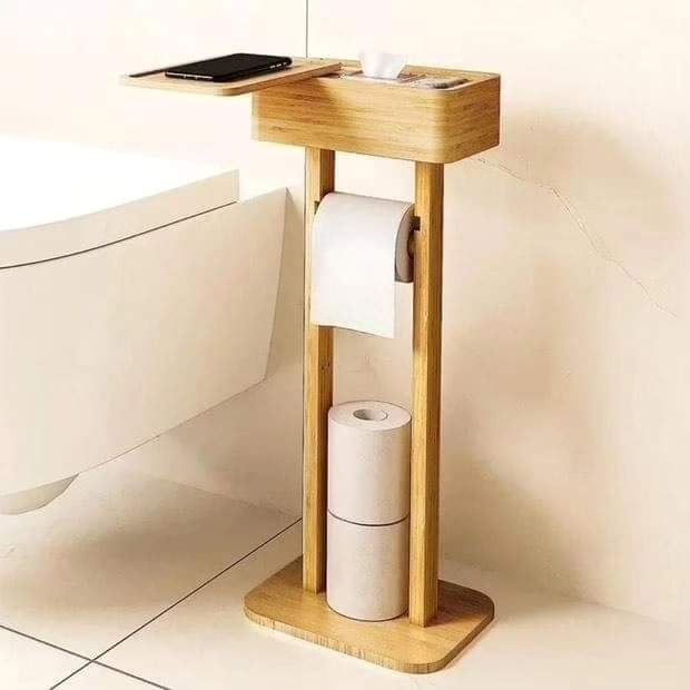 Bamboo Tissue Stand Black Nov