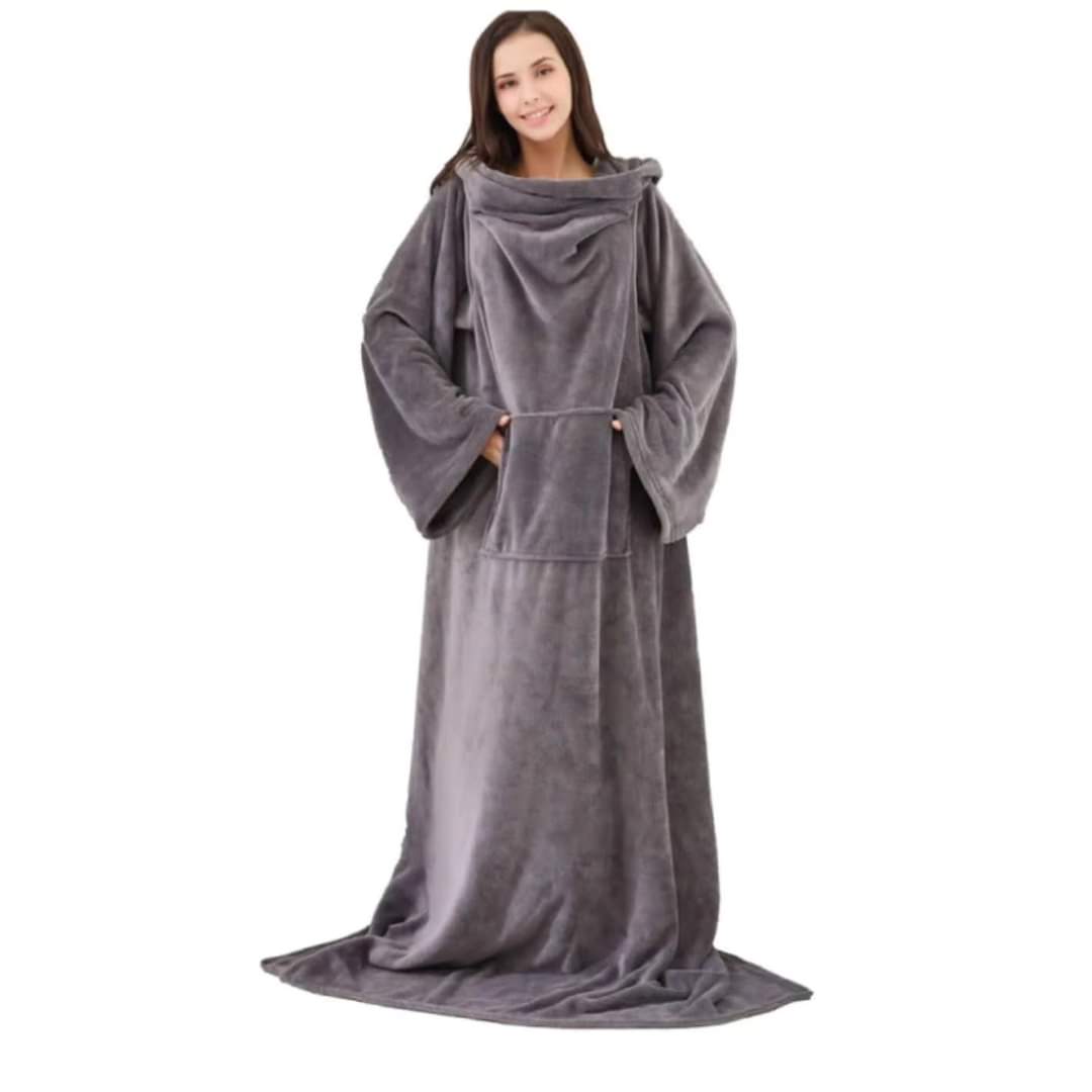 Fleece blanket with sleeves