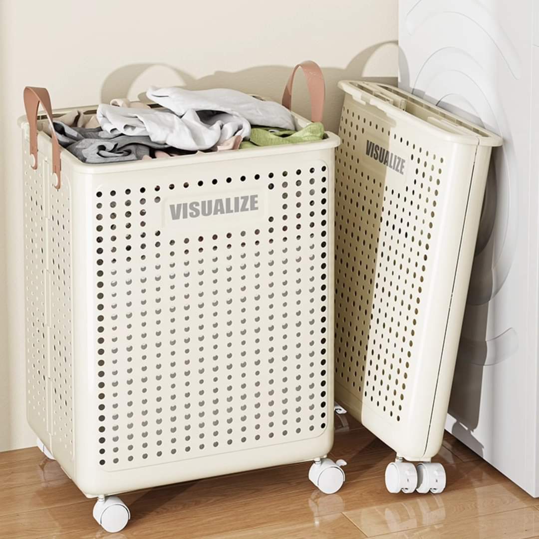 Hamper basket with wheels