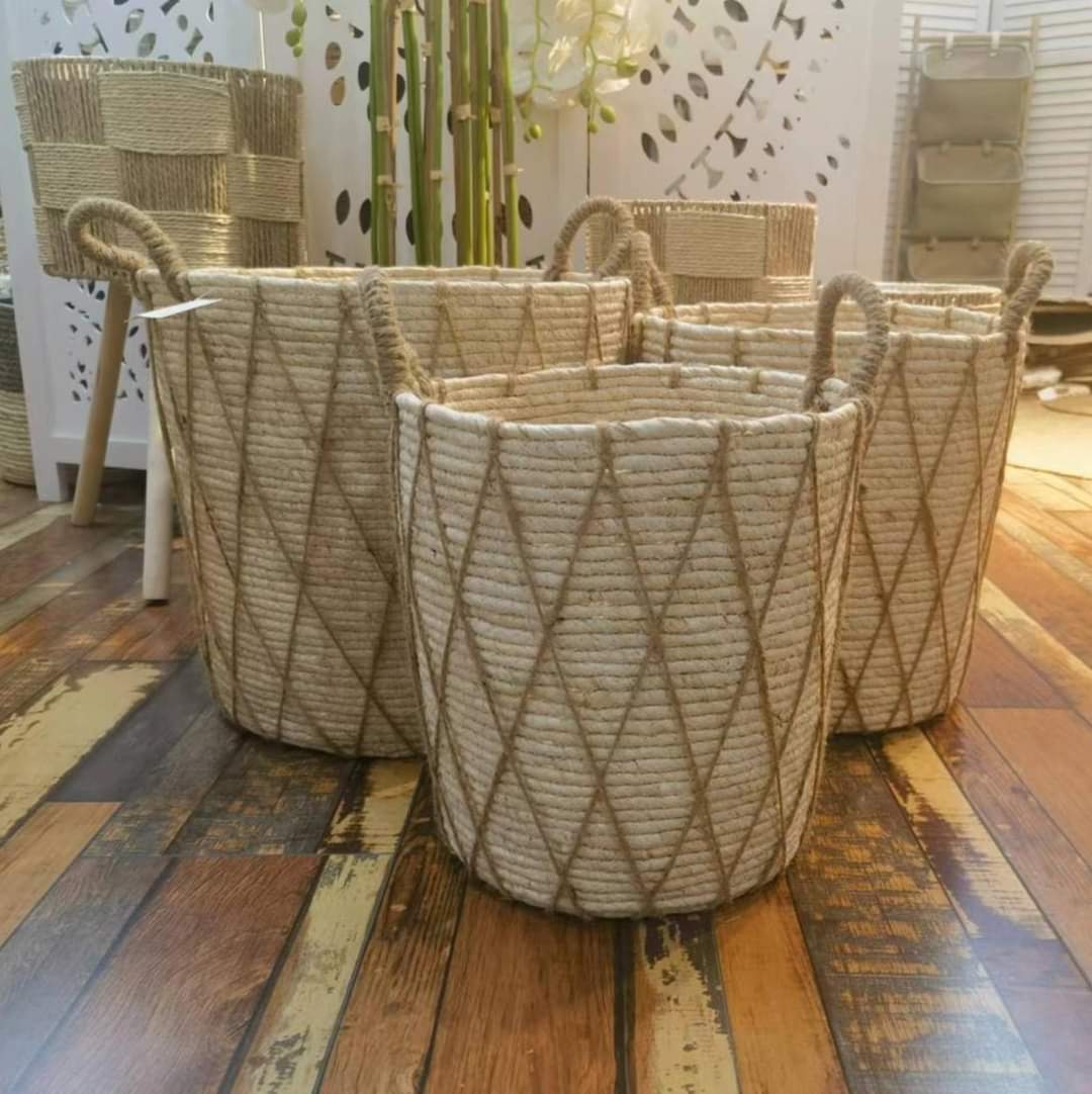 3 Stackable Handmade Baskets