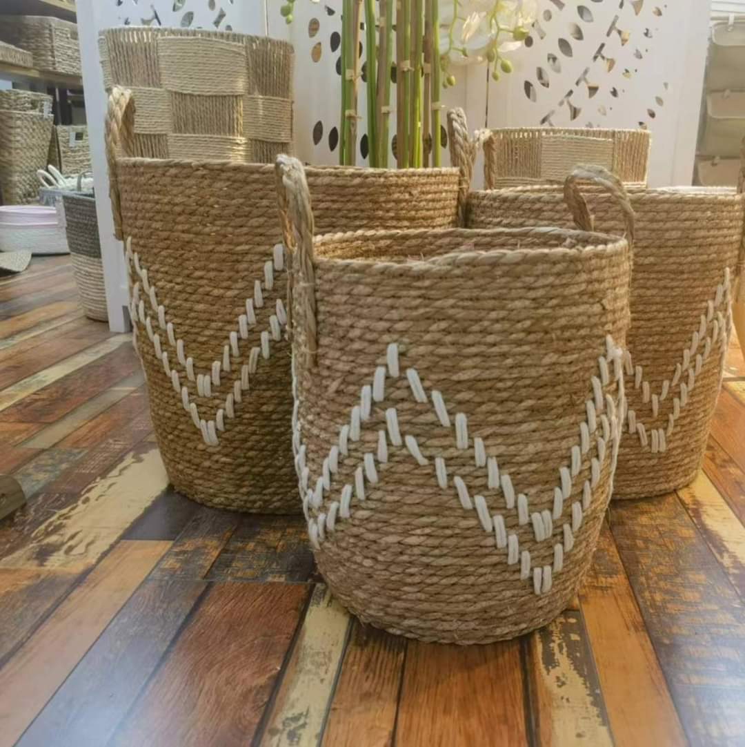 3 Stackable Handmade Baskets