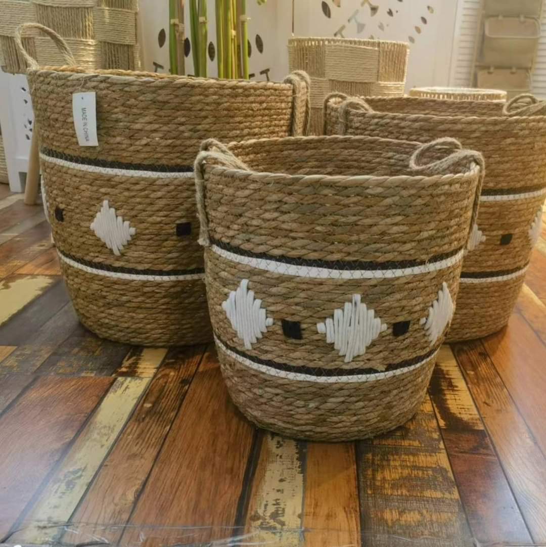 3 Stackable Handmade Baskets