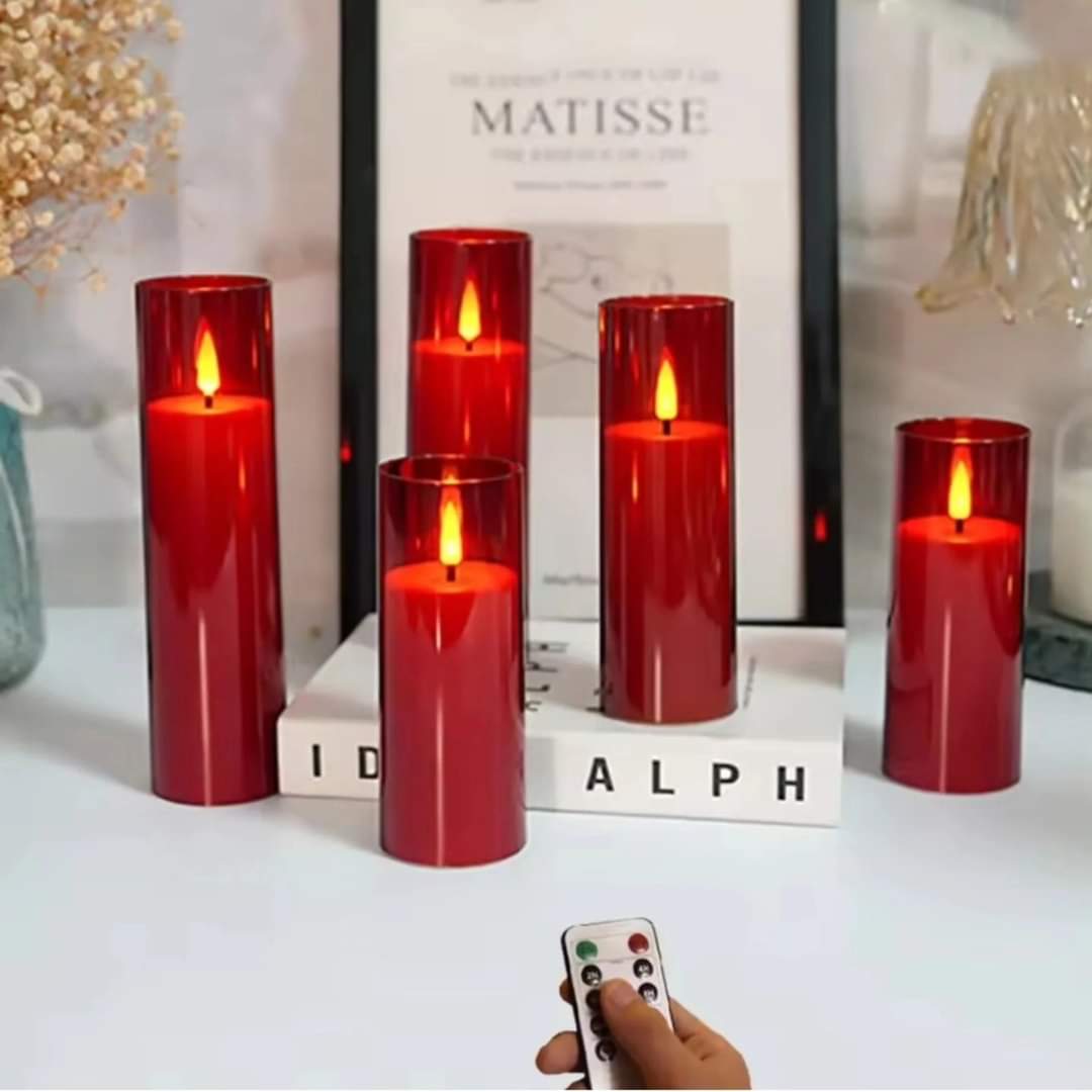 9pcs Hot red acrylic flameless LED candle