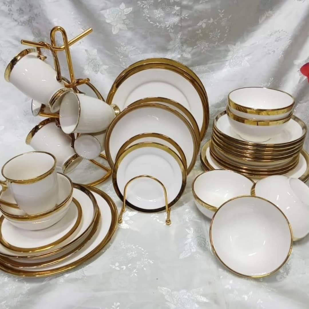 36Pcs Ceramic Gold  Ring Dinner Set