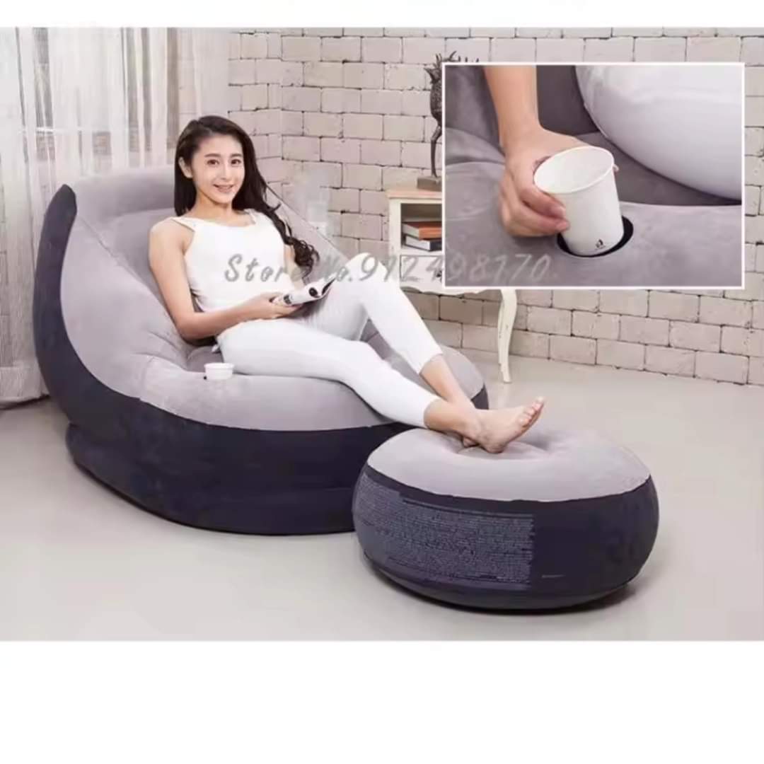 Inflatable Seat +Ottoman with a manual pump