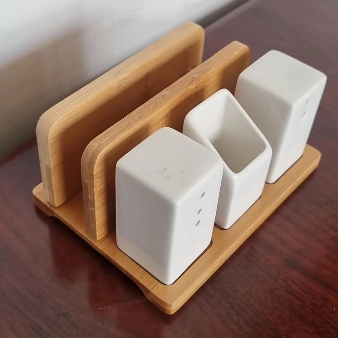 Napkin holder, salt shaker, toothpick holder