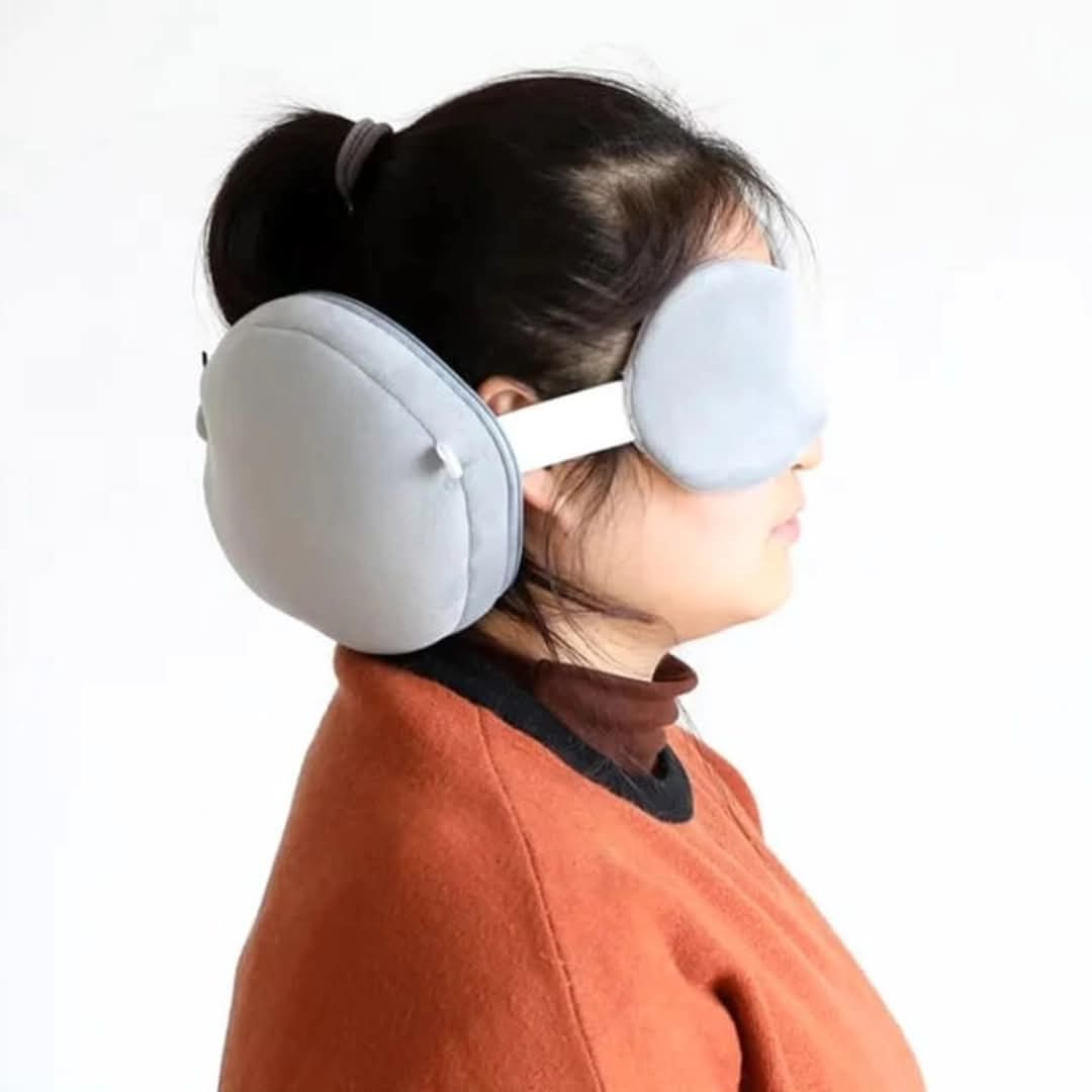 Travel neck pillow with eye mask