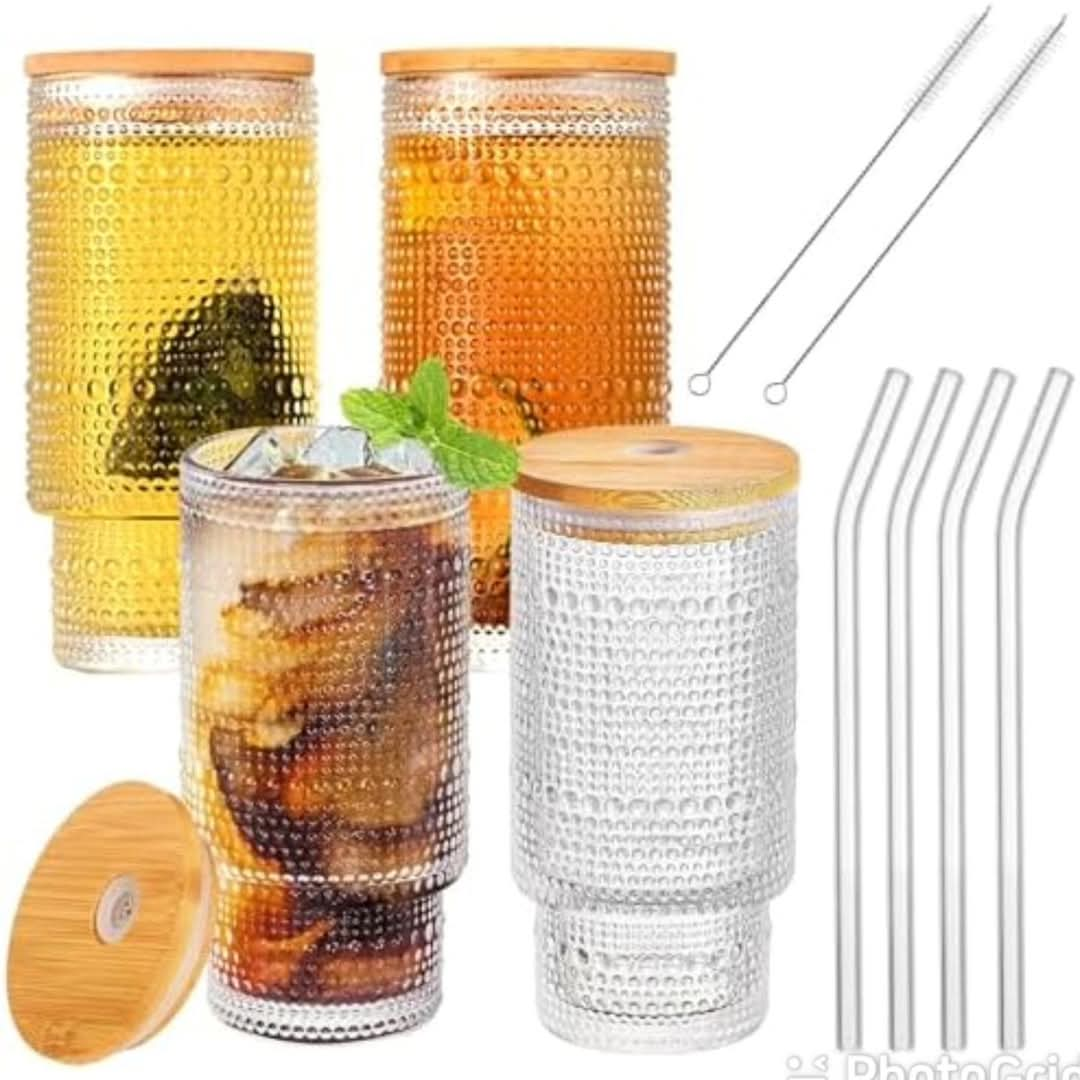 4pcs Crystal ribbed glasses