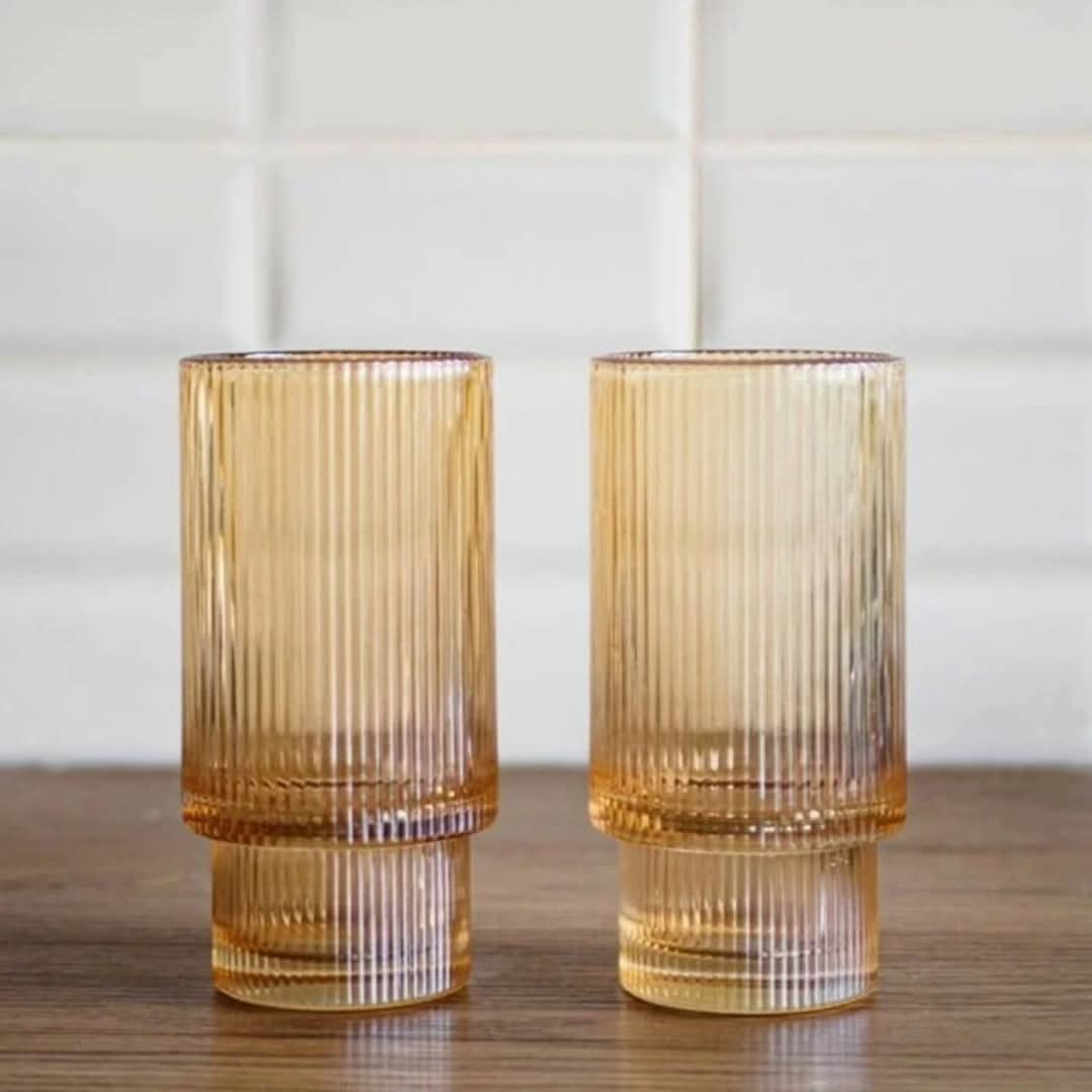 6Pcs Set Ribbed Glasses