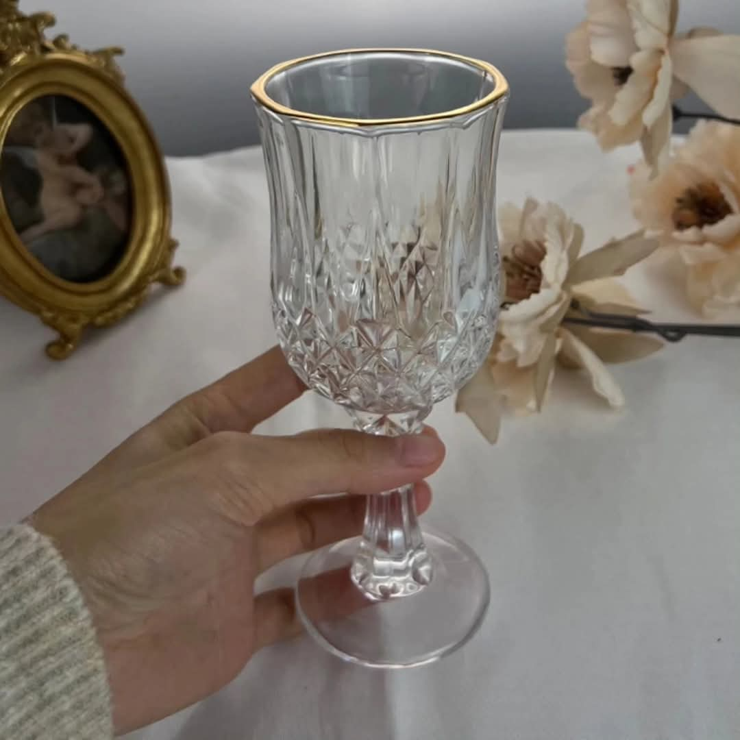 6pcs Gold rim wine glass