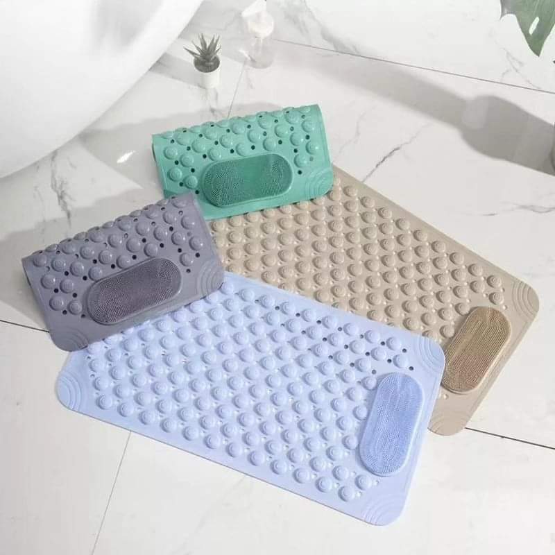 Bathroom Anti-Slip Mat with  Scrubber