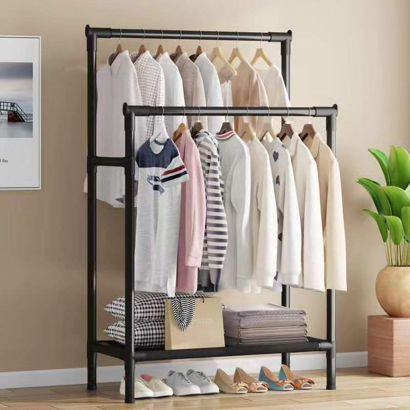 Double Pole Rack With Shoes Storage