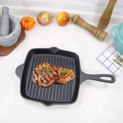 28cm Cast iron square grill pan Black Nov