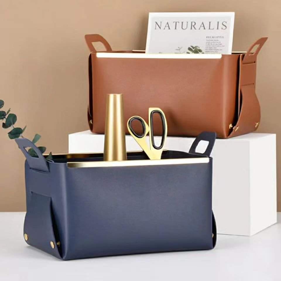 Multifunction PU Leather Storage Basket