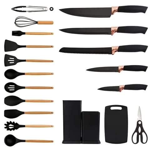 19pcs Cutlery set with silicon spoon set