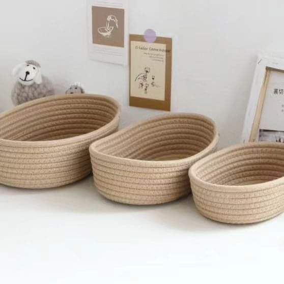 3pc Set Cotton Rope Basket Black Nov