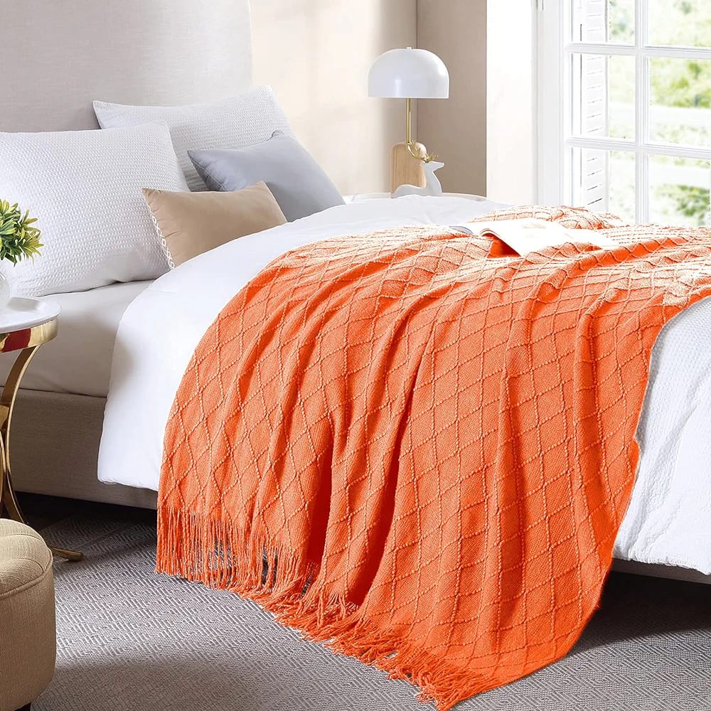 Knitted Throw Blankets with Tassel