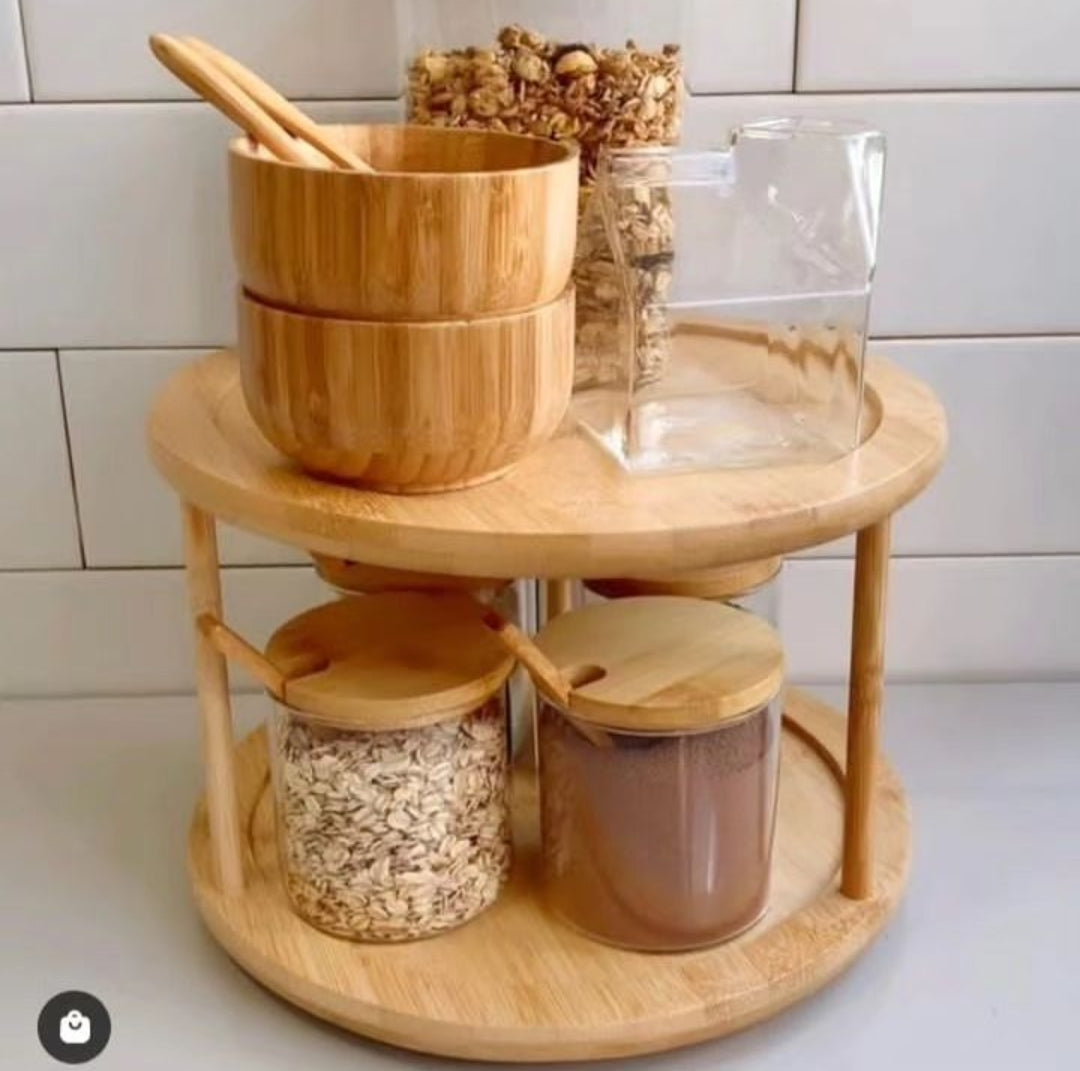 2Tier Rotating Bamboo Spice Rack