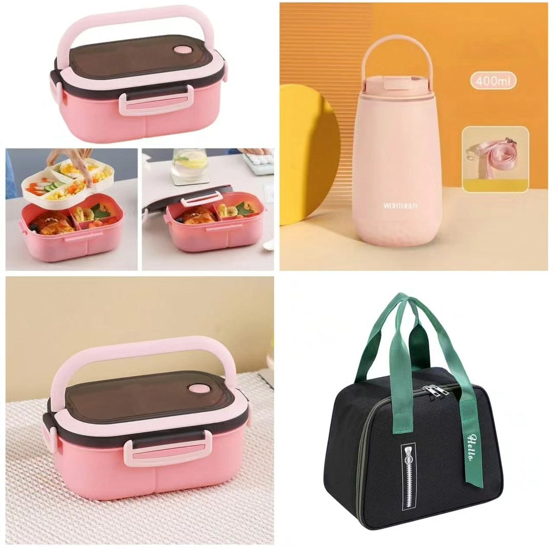 3 in 1 Dish Set + Lunch Box + Flask