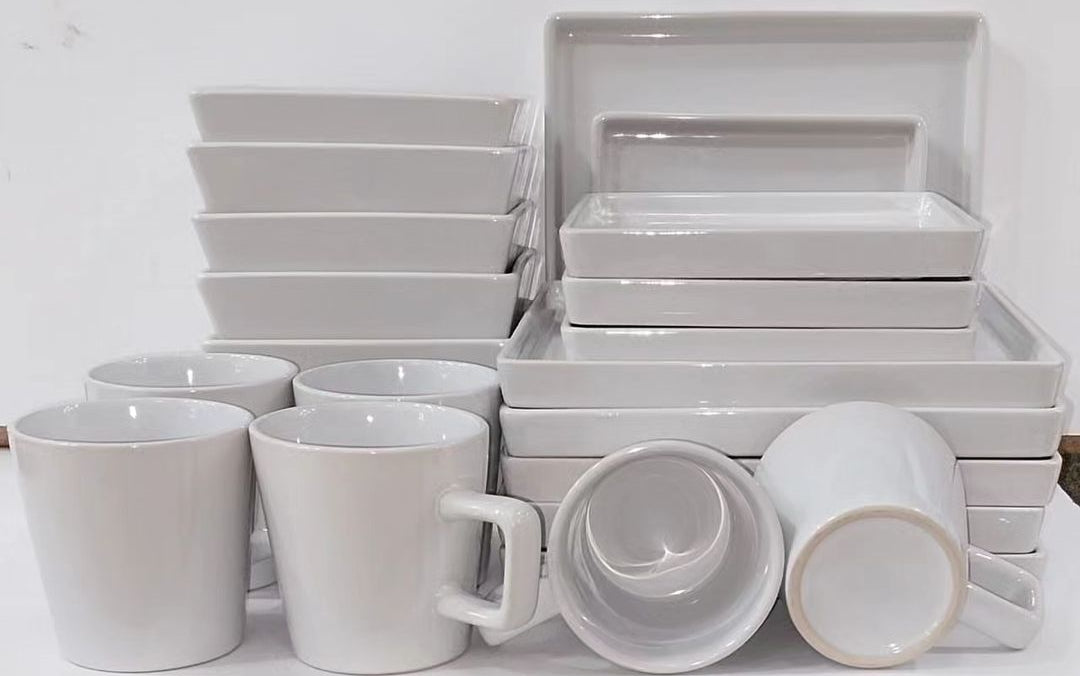 24pcs Square White Dinner Set