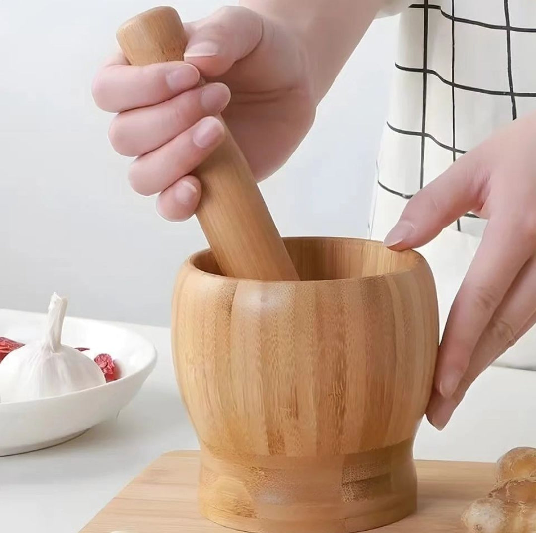 Wooden Mortar and Pestle