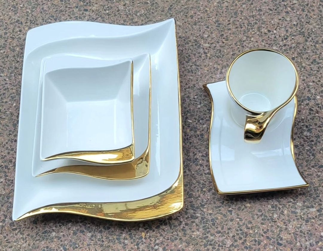 30pc Golden Ceramic Dinner Set