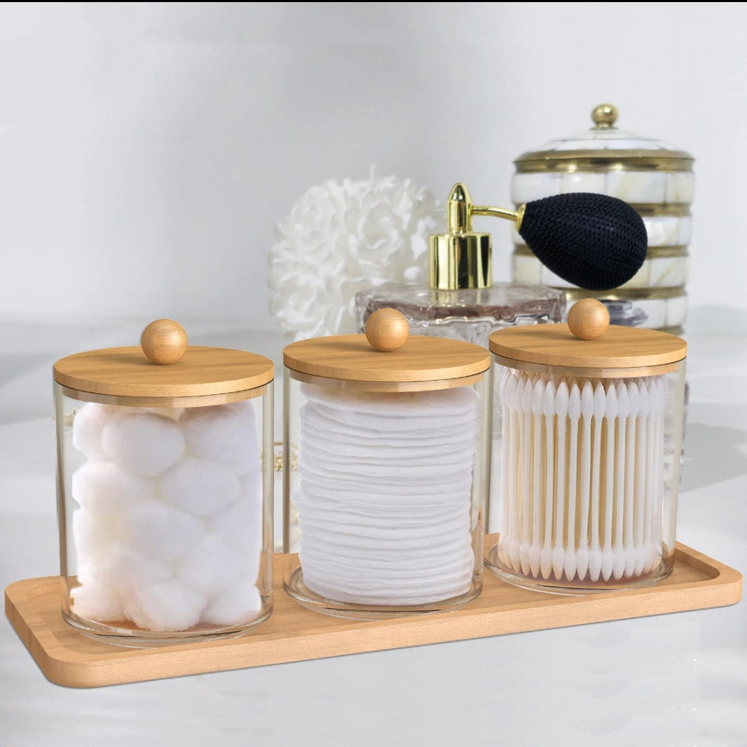 Acrylic Organizer with Bamboo Lids