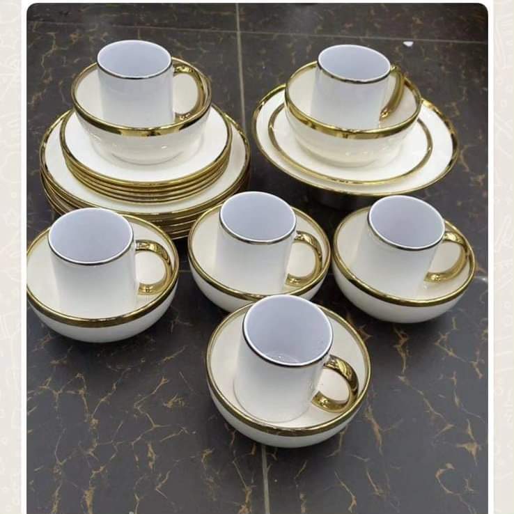 24 PCs Set Gold Rim Dinner Set