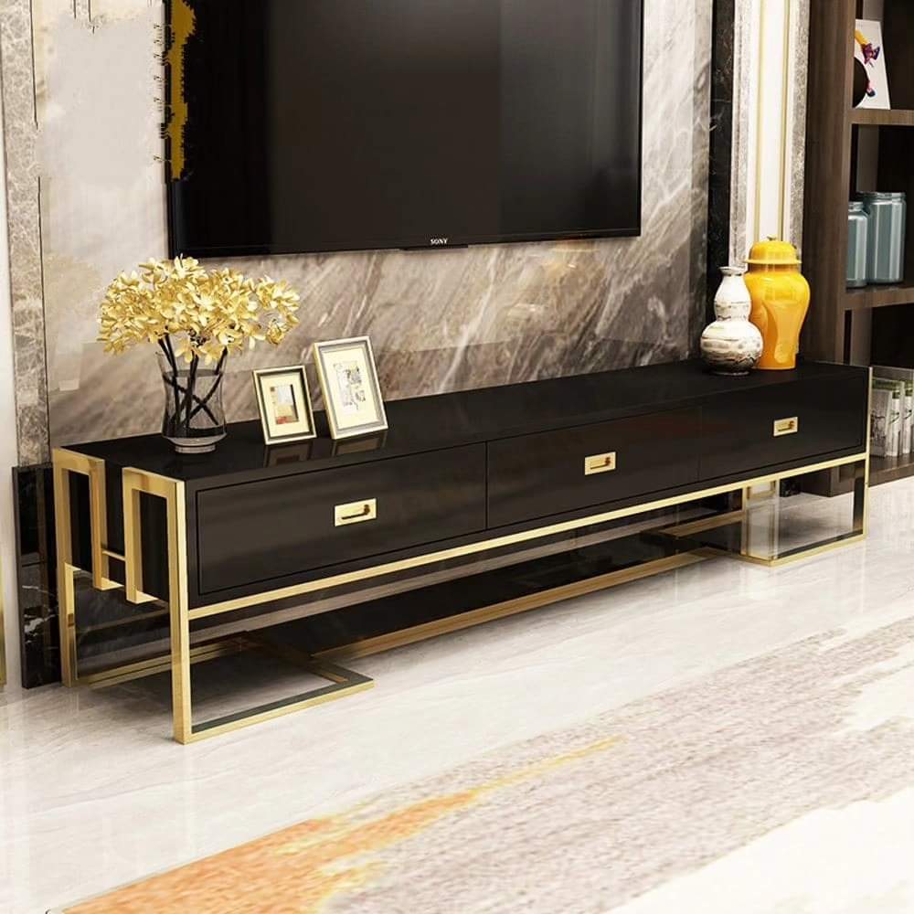 Metallic Frame Wooden TV Cabinet