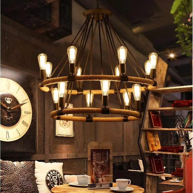 Double Hanging Rope Chandelier