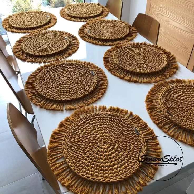 6pcs Thick Rattan Table Place Mat