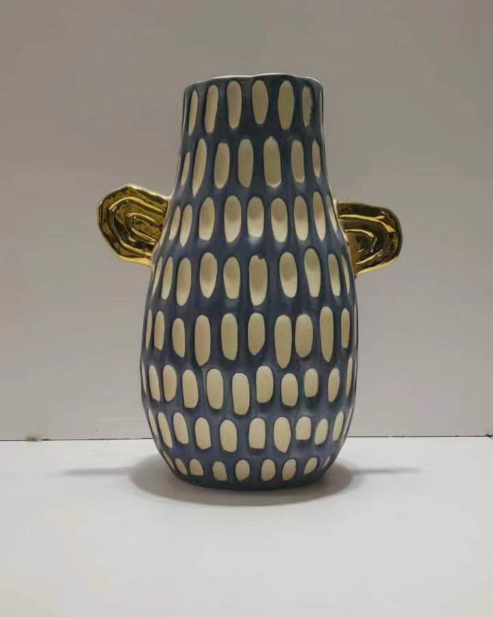 Ceramic Vase Golden Stripes