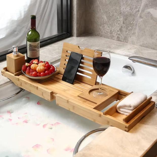 Expandable Bamboo Bathtub Caddy