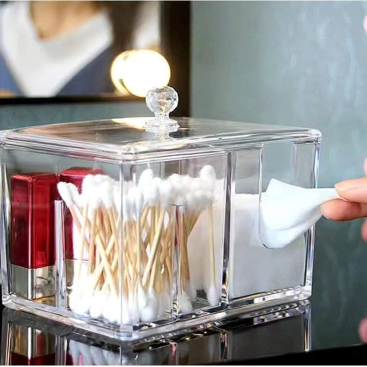 Acrylic Cotton Swab Makeup Box