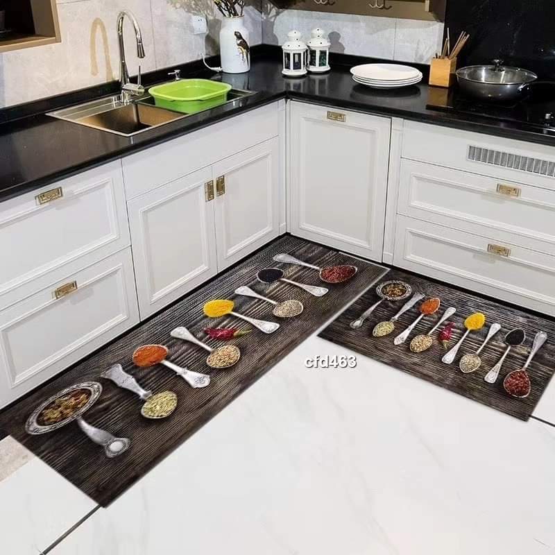 2Pcs Kitchen mats  with polyester underside