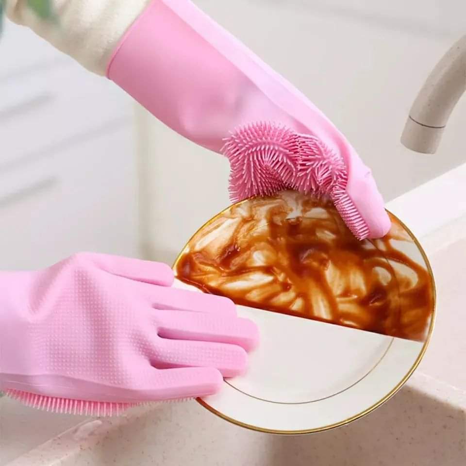 Silicone cleaning gloves