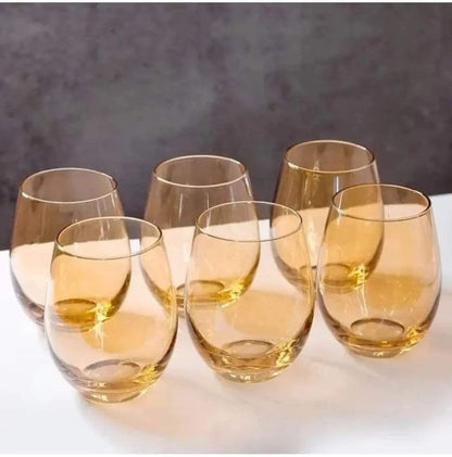 Gold stemless wine glasses