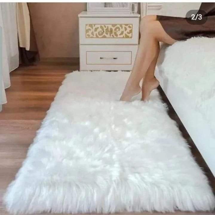 Faux fur bedside rug