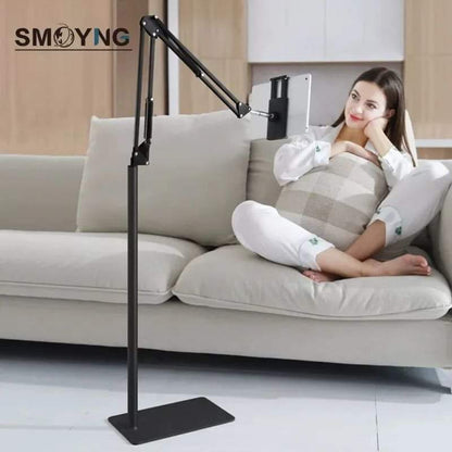 Foldable arm floor phone/tablet holder