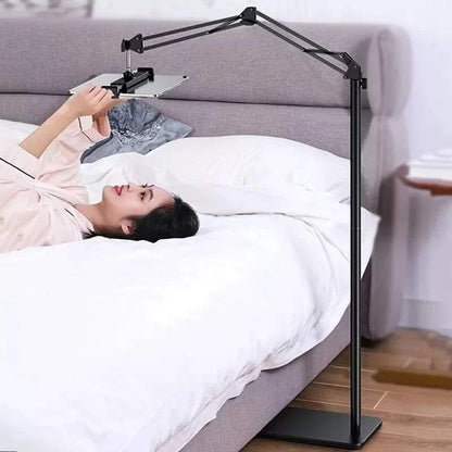 Foldable arm floor phone/tablet holder