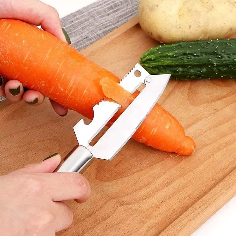 Multifunctional  kitchen peeler with a wooden handle